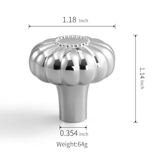 YAGU 10 Pack Round Polished Chrome Kitchen Cabinet Knobs 1-1/5 Inch Bright Silver Sunflower Dresser Drawer Knob Furniture Hardware Pulls for Closet Cupboard Wardrobe - Thumbnail 3