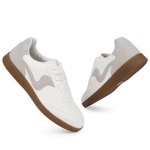 Tigeridea Women's Fashion Sneakers Comfortable Tennis Shoes Womens Casual Shoes Lace up Slip on GreyWhite Sneakers for Women Size 8 - Thumbnail 6