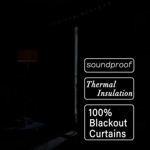 LIMON HOME Black Blackout Curtains 84 inches Long for Living Room Bedroom, Soundproof Window Treatment Black Out Drapes for Hall Room, Set of 2 Panels - Thumbnail 2