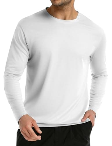 Long Sleeve Rash Guard for Men: Mens Dri Fit Sun Protection Fishing Tee SPF Shirts UPF 50+ Uv Cooling Moisture Wicking Thermal Quick Dry Men's t Shirt for Work Swim Workout Running Gym Athletic White - Image 1