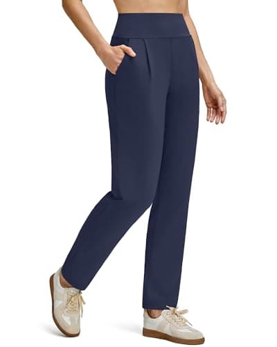 G4Free Women's Dress Pants High Waisted Business Casual Pants Comfy Office Slacks with Pockets for Lounge Travel Work (Dark Navy,XXL,Tall) - Image 1