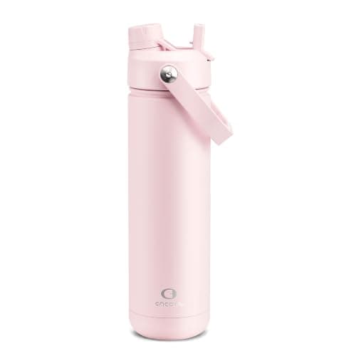 ENCOOL Insulated Water Bottle with Straw Stainless Steel Water Bottle, Leak-Proof, BPA-Free, Double Wall Vacuum Keeps Cold for 24 Hours for Sports, Travel, School (26 oz, Cotton Candy) - Image 1