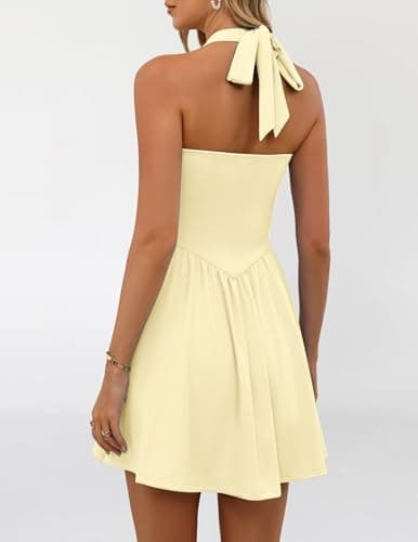 Zelroxa Women's Summer Halter Square Neck Sleeveless Mini Short Dress 2026 Cute A-line Flowy Cocktail Party Graduation Dresses Trendy Outfits - Thumbnail 6