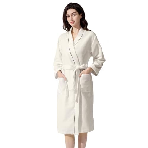 Inner Wish Women's Soft Terry Cloth Bathrobe - Ultra Absorbent Quick Dry Kimono Robe for Shower,Spa,Home，Beige，2XL/3XL - Image 1