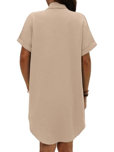 GKBK Women Swimsuit Coverup Shirt Dress Button Down Bathing Suit Cover Up Beachwear Khaki M - Thumbnail 3