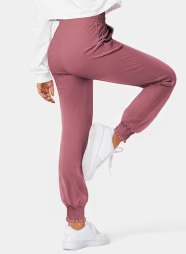 Dokotoo Womens Joggers Elasticity Workout Pant High Waisted Drawstring Dress Lounge Sweatpants Casual Athletic Spring Summer Outfits Trendy Women Pant with Side Pocket Fashion 2025 Pink Medium - Thumbnail 2
