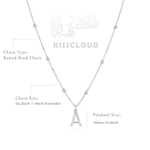 KISSCLOUD Initial Necklaces for Women 925 Sterling Silver Dainty Letter Charm Necklace Personalized Name Pendant Bead Chain L Necklace Non Tarnish Trendy Jewelry Gift - Thumbnail 5