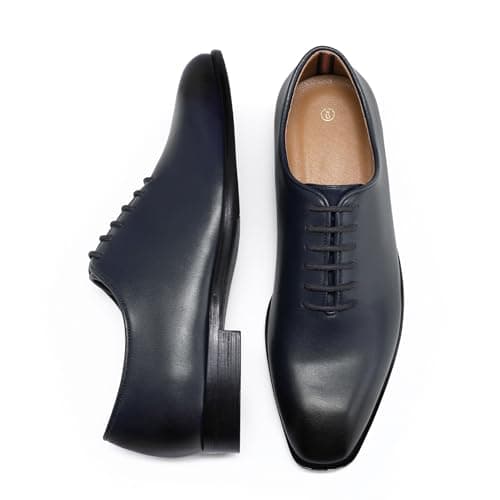 AUSTIN MILL Mens Dress Shoes Plain Toe Lace Up Oxfords for Business Work Wedding Office Prom Dark Blue - Thumbnail 4