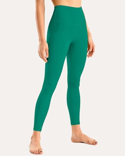 MXYMXY Buttery Soft Second-Skin Mivral High Waisted Yoga Leggings for Women 7/8 Lounge Pants Everyday Wear Emerald Green - Thumbnail 4