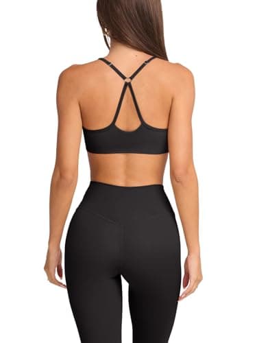 Black Sports Bras for Women Padded Adjustable Thin Straps Workout Yoga Gym Athletic Bras Y2k Casual Tops Activewear Camisole(Black X-Large) - Thumbnail 3