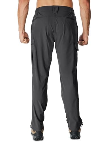MOURCE Mens Hiking Pants Lightweight Quick Dry - Water Resistant Cargo Pants for Men with Pockets Outdoor Travel, Grey - Thumbnail 2