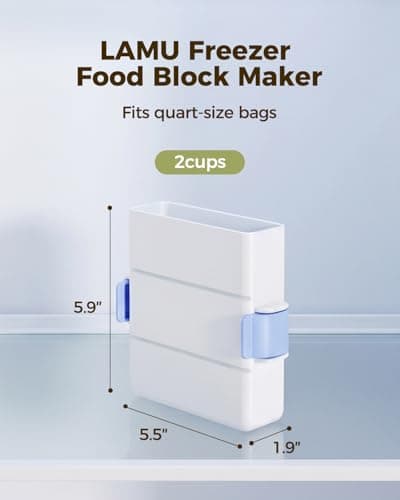 LAMU 2 Pack Freezer Food Block Maker, 2-Cup Soup Cubes Freezer Mold, Meal Prep Bag Container to Freeze Soups, Sauces, Bone Broth and Leftovers - Thumbnail 2