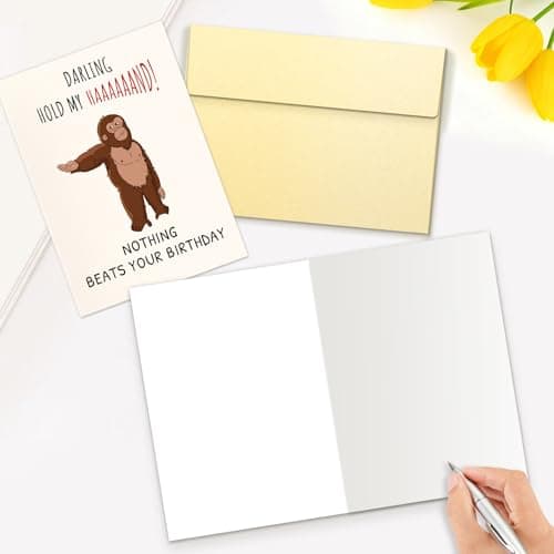 KKJAYO Hilarious Monkey Birthday Card – Nothing Beats Your Birthday Orangutan Funny Birthday Card for Men Women Husband Wife Boyfriend Girlfriend, Novelty Birthday Gift for Him Her - Thumbnail 6