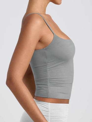 PINKMSTYLE Women Sexy Square Neck Tank Top Summer Y2K Going Out Basic Cami Shirt Fog Green XSmall - Thumbnail 6