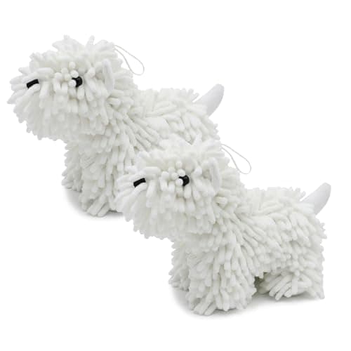 Cute Dog Chenille Hand Towel, 3D Puppy Hangable Fuzzy Ball Hand Towel Microfiber Super Soft Absorbent Bathroom & Kitchen Towels with Hanging Loop, Can Be Placed on the Sink Countertop (White+White) - Image 1