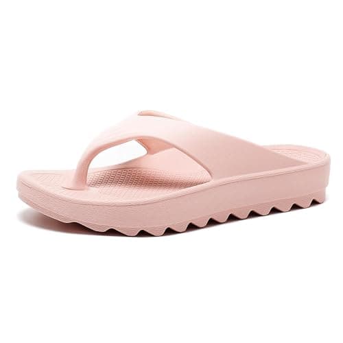 GETOEU Arch Support Flip Flops for Women Non-Slip Shower Shoes Beach Thong Sandals Soft Pool Rubber Flip Flops Comfortable Orthopedic Sandals,Pink - Image 1