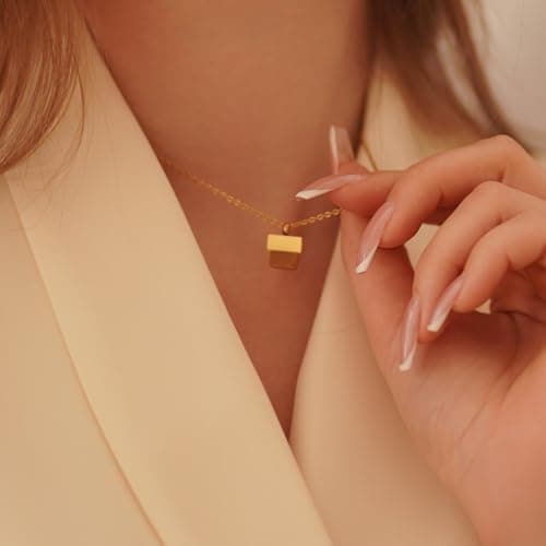 Milan Chiva 14K Gold Plated Brown Tigers Eye Stacked Necklace for Women, Dainty Trendy Non Tarnish Pendant Charm Necklaces Fashion Jewelry for Women Waterproof MNS-1005BR - Thumbnail 3