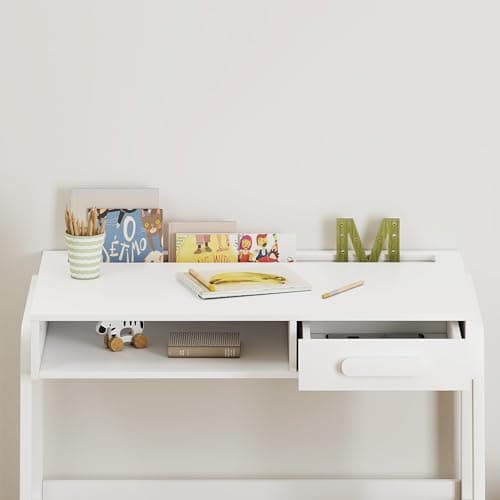 UTEX Kids Desk and Chair Set, Study Desk for Kids with Storage Bins, Wooden Children Study Table, Student Writing Desk for Bedroom & Study Room (1 Open & 1 Drawer) - Thumbnail 5