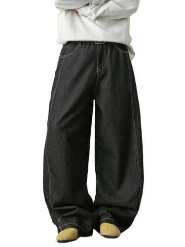 Areant Mens Baggy Jeans Wide Leg Loose Fit Hip Hop Vintage Jeans Relaxed Fit Elastic Waist Denim Pants Skate Streetwear Y2K Black XX-Large - Image 1