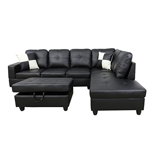 Beverly Fine Furniture SF091B-3pc Sectional, Black - Thumbnail 2