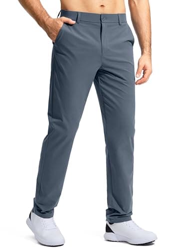 Pudolla Men's Golf Pants Work Dress Comfy Pants Casual Slacks Trousers with Pockets(Grey_Blue 34Wx34L) - Image 1