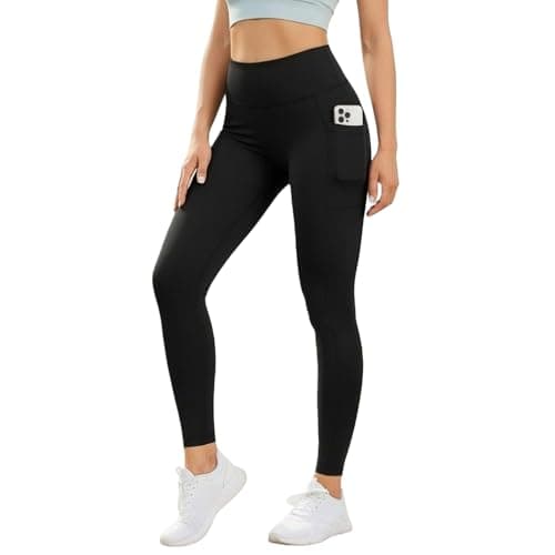 JSEMOY High Waist Yoga Leggings with Pockets, Athletic Workout Pants, Tummy Control Compression Tights for Women (US, Alpha, X-Large, Regular, Regular, Black) - Image 1