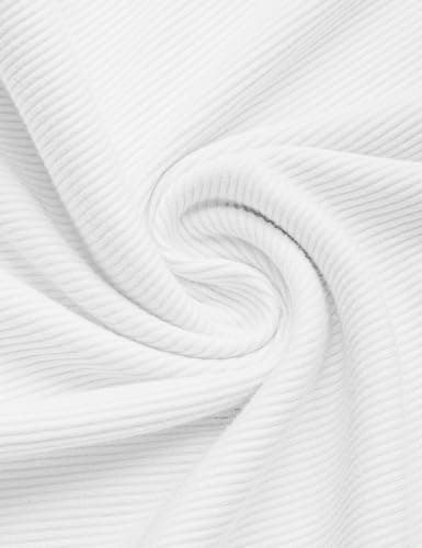 GKBK Womens 3/4 Sleeve Ribbed Tops Fitted Basic Tee Shirts Casual Crewneck Tight Layering 2025 Fall Fashion Outfits White - Thumbnail 5