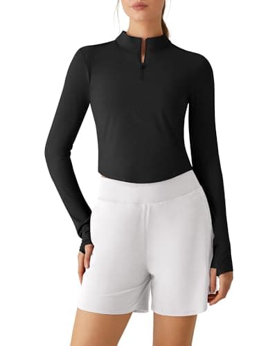 G4Free Quick Dry Long Sleeve Workout Tops for Women UPF 50+ Sun Shirts Thumbholes for Running Golf Casual Crop Tees(Black,XL) - Image 1