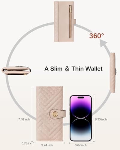 BOSTANTEN Slim Wallet Women Leather RFID Blocking Credit Card Holder Bifold Thin Wallet with Zipper Pocket Pink - Thumbnail 4