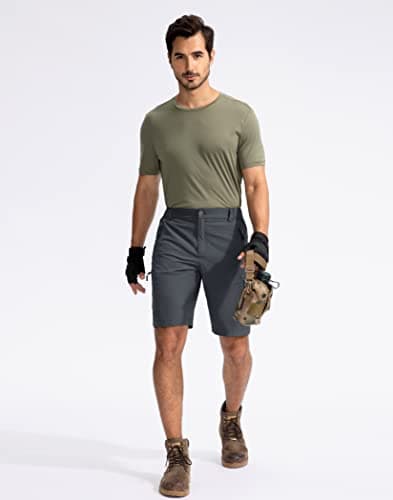 Pudolla Men's Hiking Cargo Shorts 9" Lightweight Outdoor Work Shorts for Men Travel Golf Camping Casual with 5 Zipper Pockets(Deep Grey Large) - Thumbnail 6