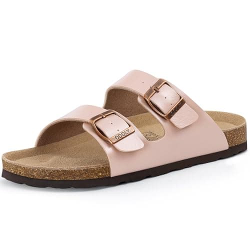 ODOLY Unisex Cork Footbed Slide Sandal, Arch Support Summer Outdoor Sandals with Adjustable Buckle for Women and Men,Rose Gold 40(9 Women/7.5 Men) - Image 1