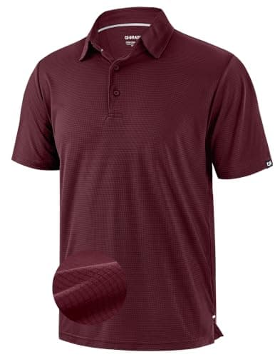 G Gradual Mens Golf Shirt Short Sleeve Moisture Wicking Quick Dry Lightweight Performance Athletic Tennis Grid Collared Polo Shirts for Men(Wine Red,Small) - Image 1