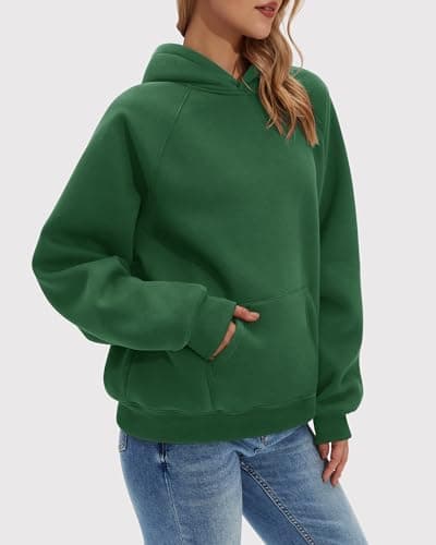 Stelle Women Hoodies Oversized Fleece Long Sleeve Comfy Casual Pullover Sweatshirts 2026 Winter Fall Outfits Forest Green Small - Thumbnail 2
