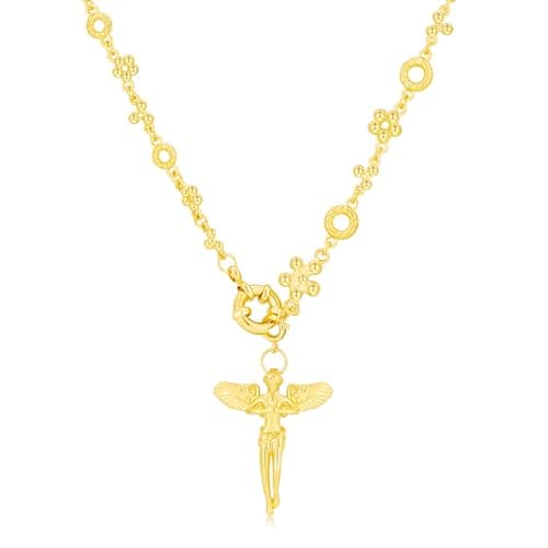 GZQ Gold Angel Necklaces for Women Statement Long Chain Prayer Religious Jewelry (I) - Image 1