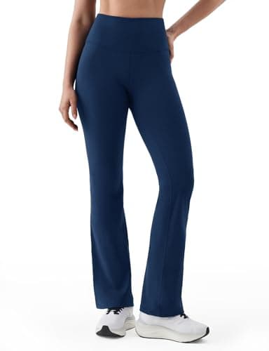 K-Swiss Flare Leggings for Women - Soft Stretchy High Waist Yoga Pants Workout Gym Casual, Blue XS - Image 1