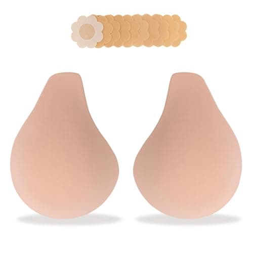 Bontierie Nipple Covers Sticky Push up Bra Added Lift Seamless Ultra-Thin Pasties Adhesive Bras Women Beige - Image 1