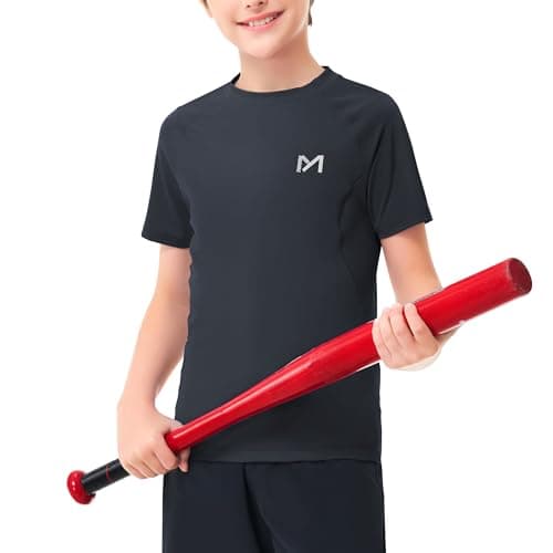 Ksasky Youth Boys Compression Shirt UPF 50+,Quick Dry Baseball Shirts Kids Athletic Soccer Base Layer Tops B-Black - Image 1