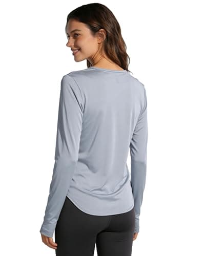 Womens Sun Shirts UPF 50+ Long Sleeve UV Protection SPF Shirts Moisture Wicking Dry Fit Lightweight Workout Running Hiking Outdoor Athletic Tops Grey XL - Thumbnail 4