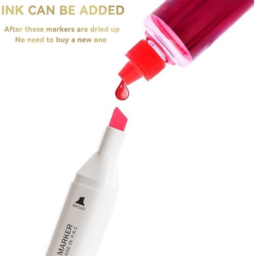 WELLOKB Alcohol Markers, 60 Colors Dual Tip Blender Art Markers for Coloring, Illustrations, and Sketching, Alcohol Based Set with Carrying Case - Thumbnail 4