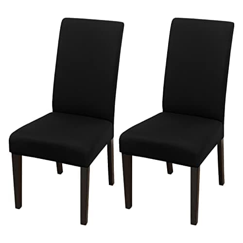 JQinHome Dining Chair Covers Dining Room Chair Slipcovers, 2 Pack High Stretch Removable Washable Parsons Chair Slipcover for Home Party Hotel Wedding Ceremony (Black) - Image 1