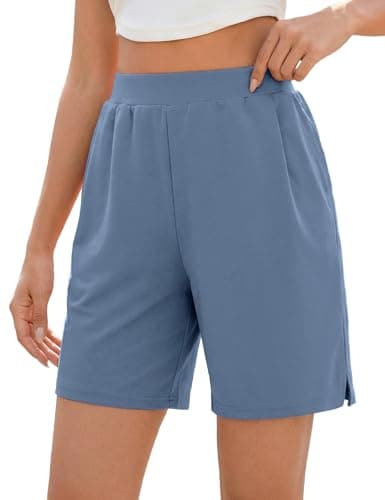 Quenteen Womens Air Layer Shorts Casual Summer Loose Athletic Short Lounge Running Shorts with Pockets Dark Blue - Image 1