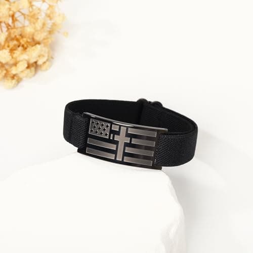 GLEZZA To Brother Bracelets Gifts,American Flag Cross Bible Verse Bracelet Christmas Birthday Christian Fathers Day Jewelry Gifts,Adjustable Size - Thumbnail 3