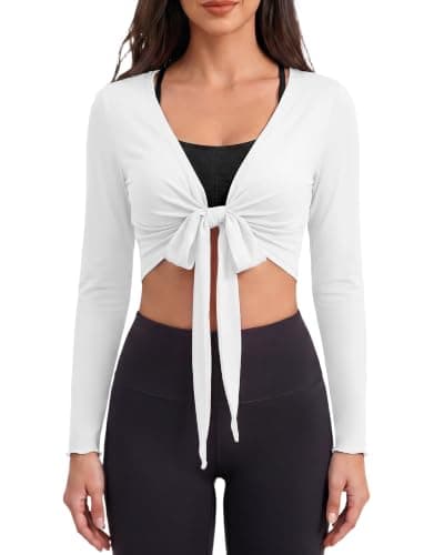 MFAVIP Womens Wrap Tops Long Sleeve Pilates Dance Shirts Yoga Workout Tops - Image 1