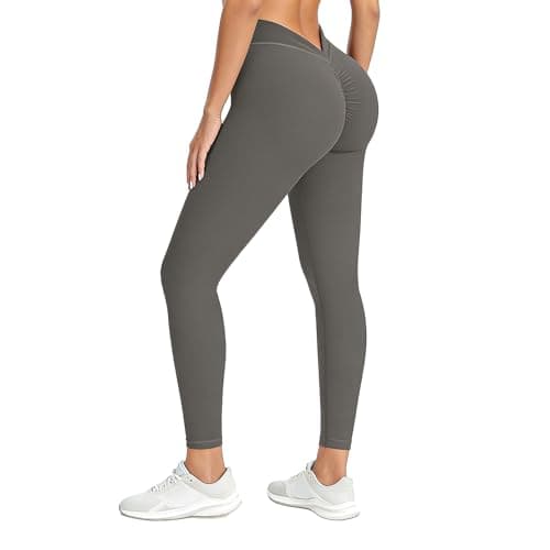 AMLEER V Back Scrunch Butt Leggings for Women - High Waist Tummy Control Butt Lifting Yoga Pants, Squat Proof Non See Through Slim Fit Activewear, Grey, 3X-Large - Image 1