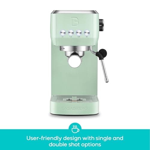 CASABREWS 3700 Essential 20 Bar Espresso Machine, Compact Coffee Maker with Steam Frother, Cappuccino & Latte Maker for Home, 43.9oz Water Tank, Pastel Green - Thumbnail 2