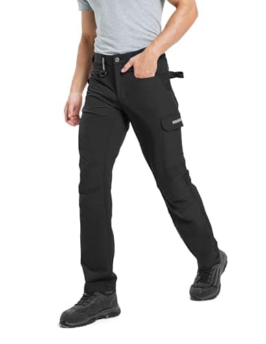 DURAWERK Men's 4-Way Stretch Cargo Pants, Work Pants, Durable Tactical Pants, Lightweight EDC Hiking Pants, Multi Pockets Hunting Pants for Outdoor Traveling Camping Fishing (Black, 34WX30L) - Thumbnail 4