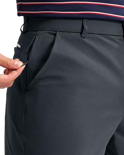 Mens Golf Shorts 9" Inseam Lightweight with 5 Pockets Casual Flat Front Water Resistant Hybrid Short for Dress Work (Iron Grey, L9, W40) - Thumbnail 5