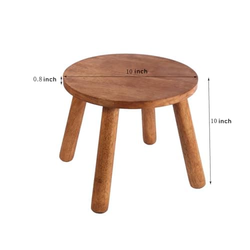 zaowofires Round Solid Wooden Step Stool， Garden Stool，10''H,Plant Stool ，Wood Legs Detachable for Plant Stand, Kitchen, Bathroom，Bedroom，Livingroom (Walnut, 10inch) - Thumbnail 3