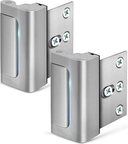 Home Security Door Lock, 2 Pack Childproof Door Reinforcement Lock with 3 Inch Stop Withstand 800 lbs for Top Front Inward Swinging Door, Upgrade Flip High Night Lock to Defend Your Home Kids - Image 1