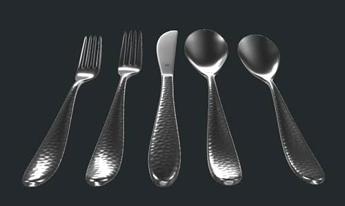 Danialli Matte Silverware Set, 18/10 Stainless Steel Satin Flatware, Modern Brushed Finish Cutlery, Dishwasher Safe & Durable, Built to Last (40-Piece, Marettimo Hammered) - Thumbnail 2